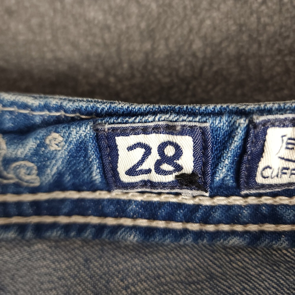 Miss Me JE5866P Cuffed Capri Jeans Women 28 Light Wash Distressed Blue Denim - Picture 9 of 12